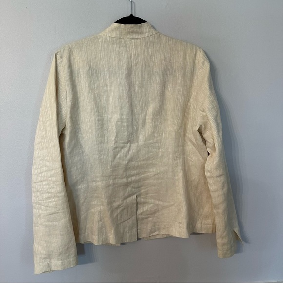 Eileen Fisher Women’s Long Sleeve 100% Linen High Collar Cream Jacket Sz M GUC - Picture 9 of 9